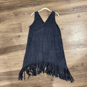 Navy faux suede dress